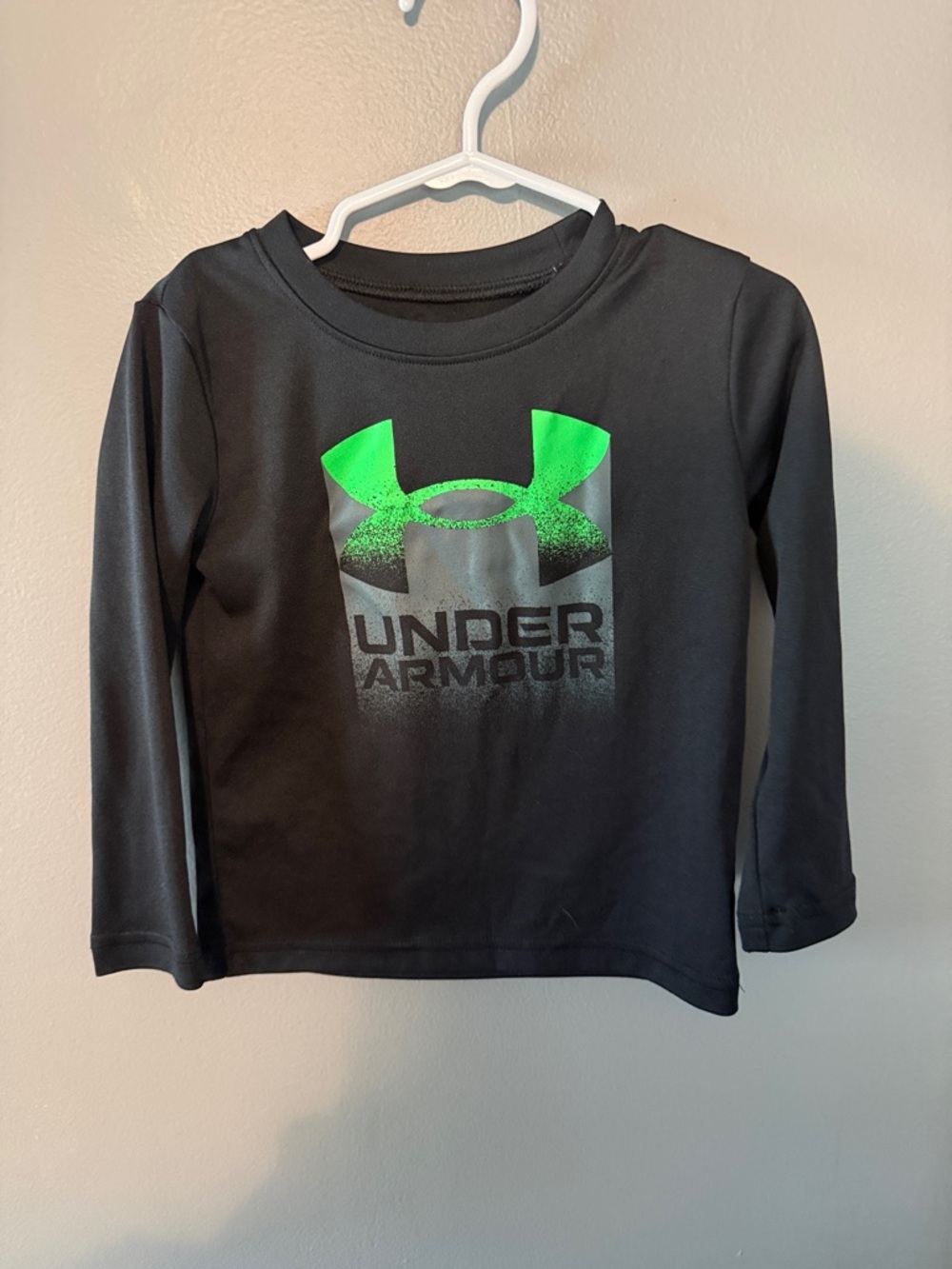 Under Armour Black Long-Sleeve Tee with Neon Green Logo